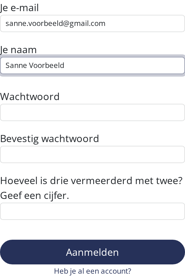 Maak je account